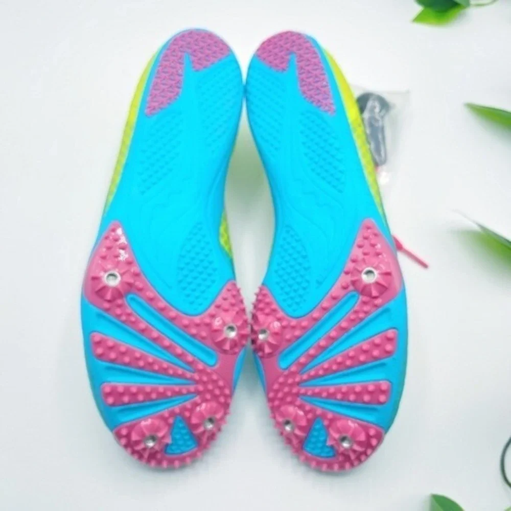 Saucony Endorphin LD4 Track Spikes Racing Flats Yellow Blue Pink NEW WMS 10.5M
